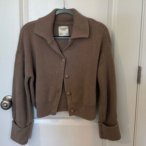 Abercrombie & Fitch Collared Cardigan Brown Small